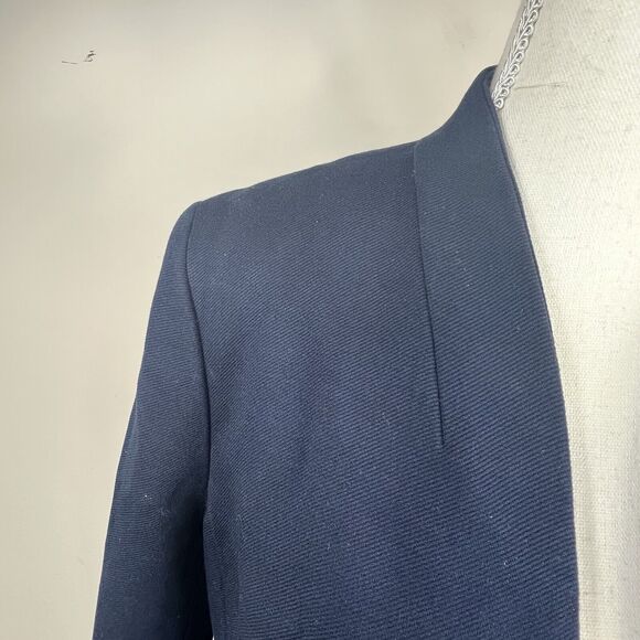 J Crew Navy Blue Open Front Blazer Jacket Size 8 Collarless - Picture 3 of 12